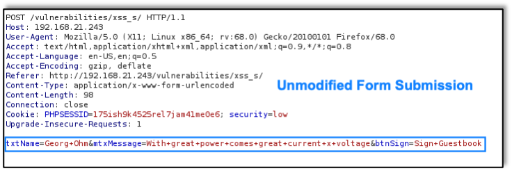 Unmodified form submission in proxy tool