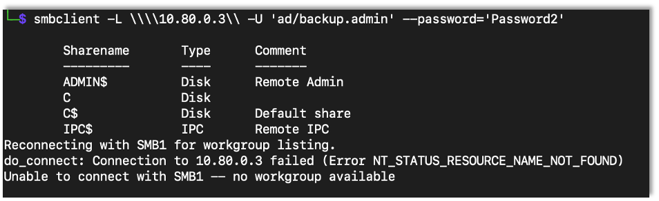 Viewing SMB shares as the user would with the smbclient command and their password