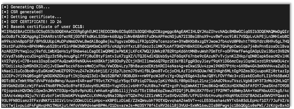 Base64 certificate.