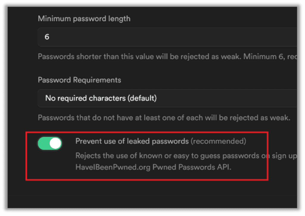 Supabase Uses HaveIBeenPwned API