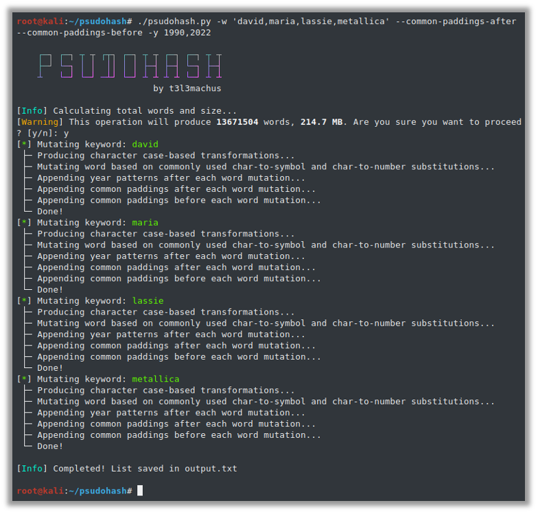 Padding Several Names Using Psudohash